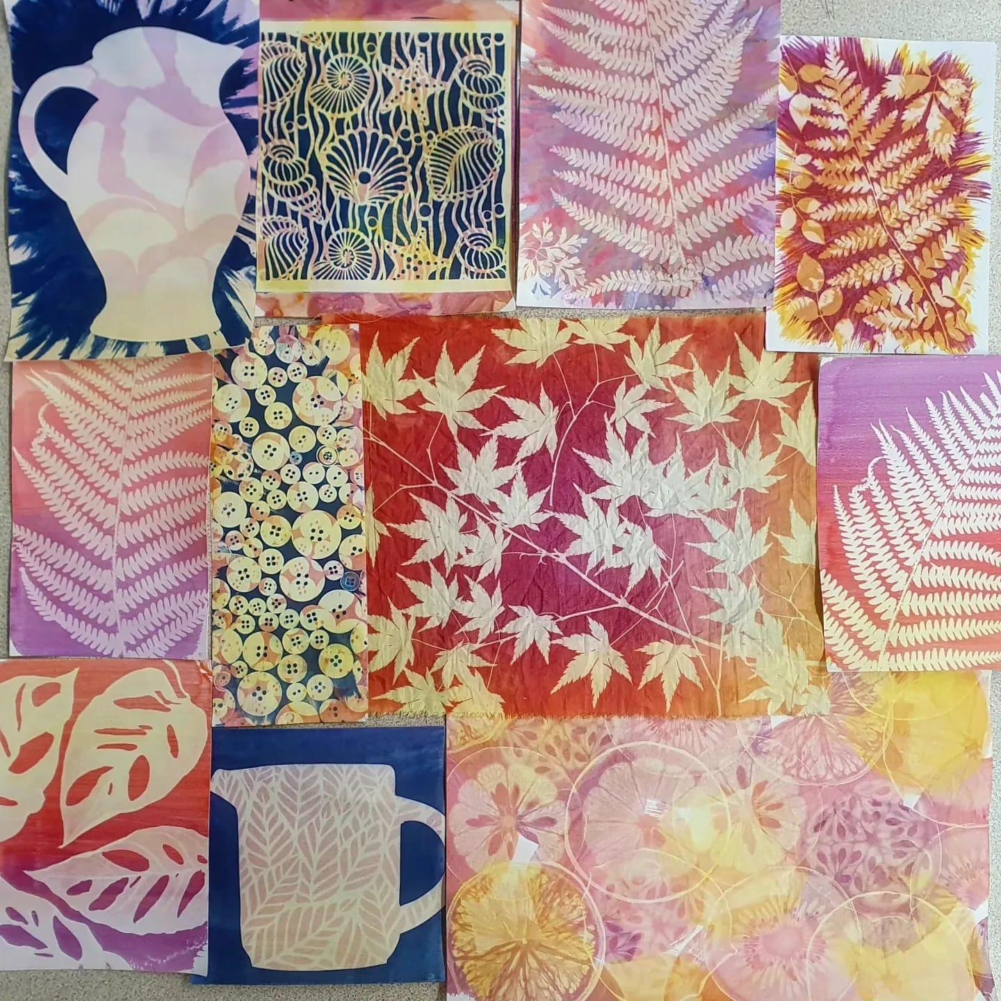 Warm sunset botanical prints