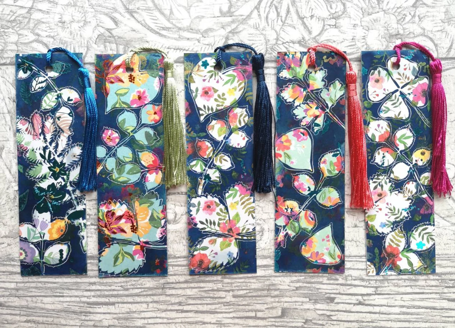 Dark floral bookmarks