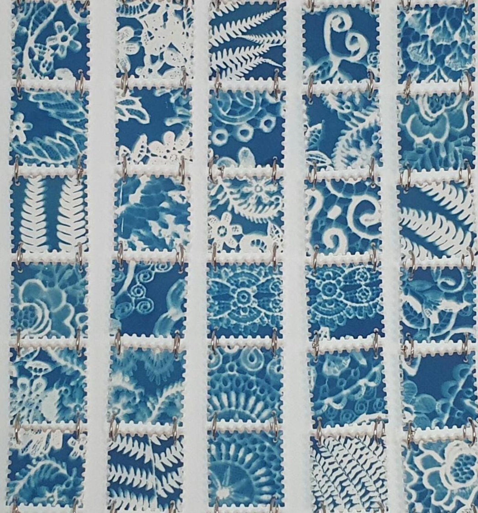 Cyanotype tiles sewn together